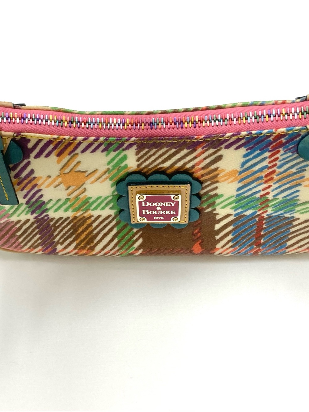 Dooney & Bourke Multicolor Plaid Mini Shoulder Bag with Vachetta leather trim - Picture 6 of 7